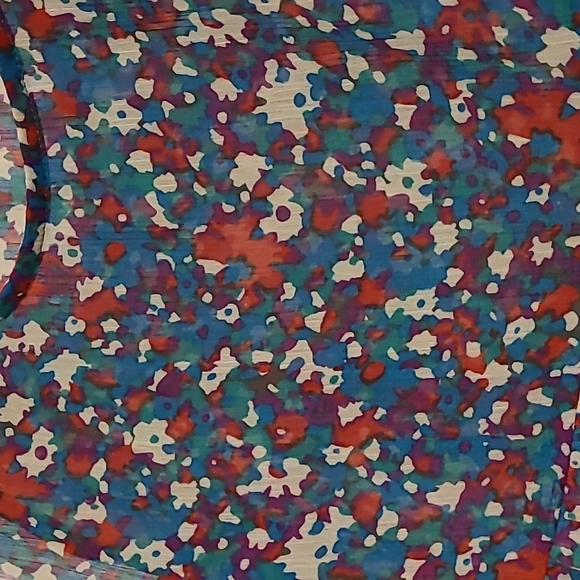 Blue Splatter Pattern Sheer Ruched Tank Top - Picture 2 of 5